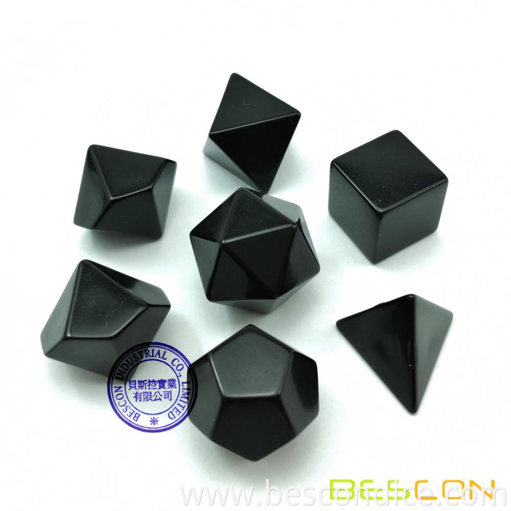 Opaque 16mm Polyhedral Black Set Of 6 Blank Dice 1